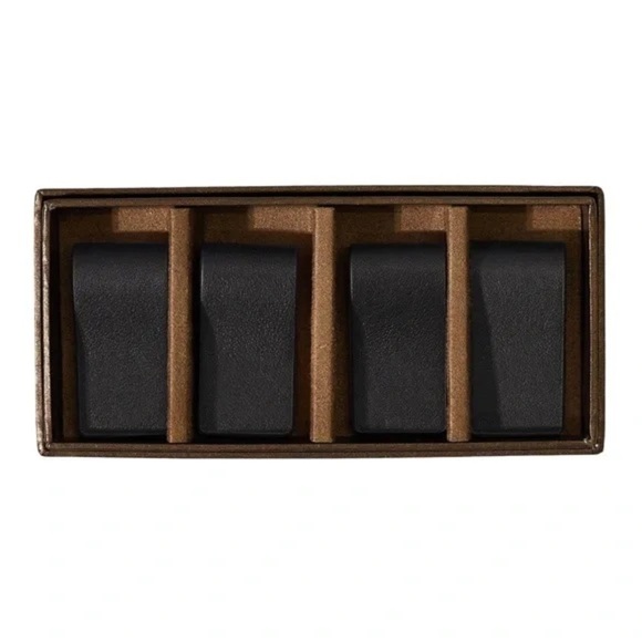 LEATHEROLOGY • Black Onyx Cord Wrap Set of 4 Earbuds Phone Chargers Cables - Picture 1 of 6